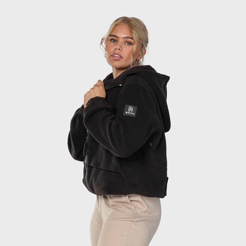 Fleece zip jacket - black (6292519616679)