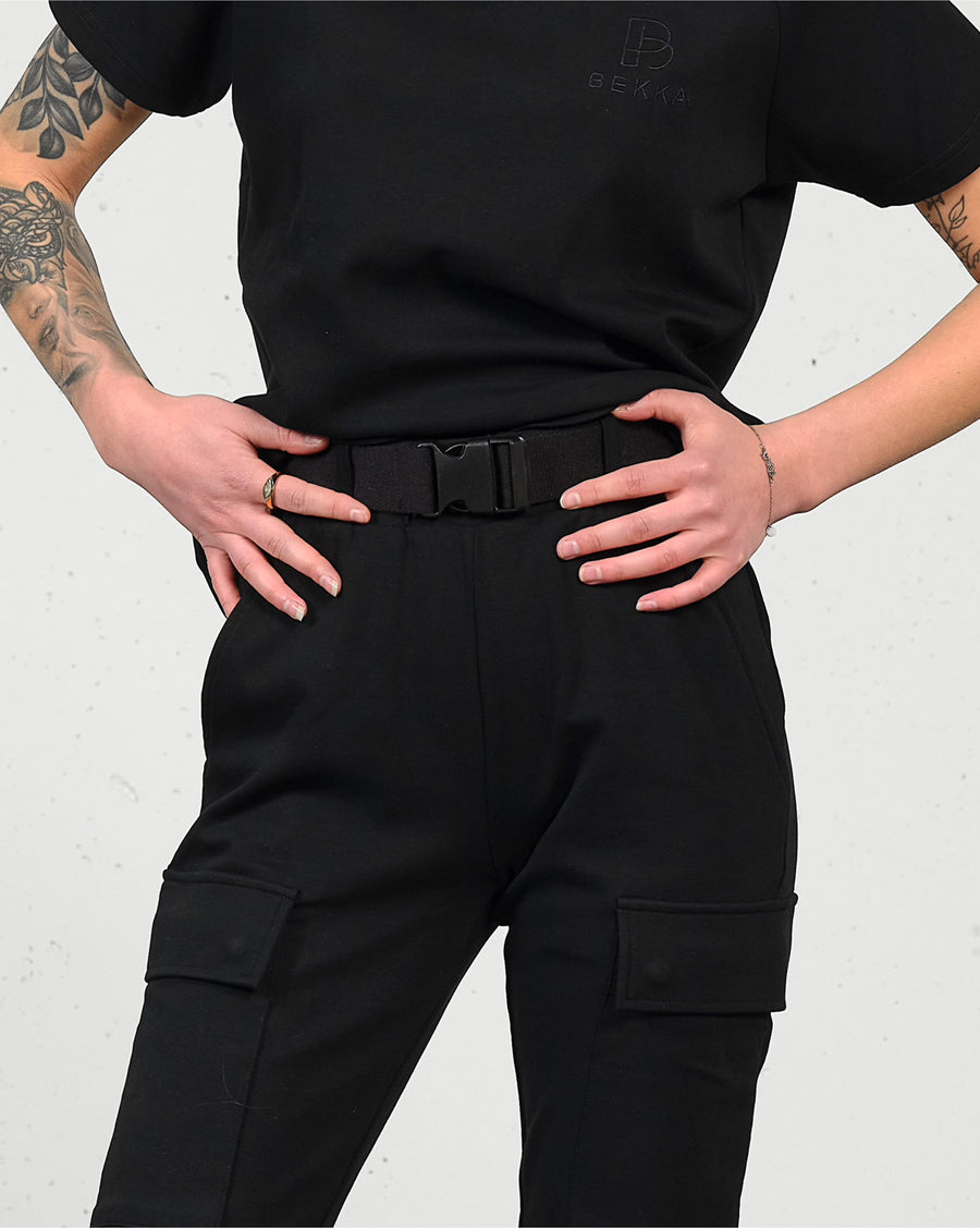 Soft cargo pant (m/belte) - Black