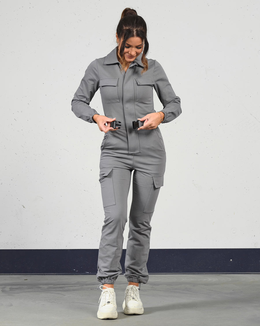 Soft jumpsuit (m/belte) - Gray