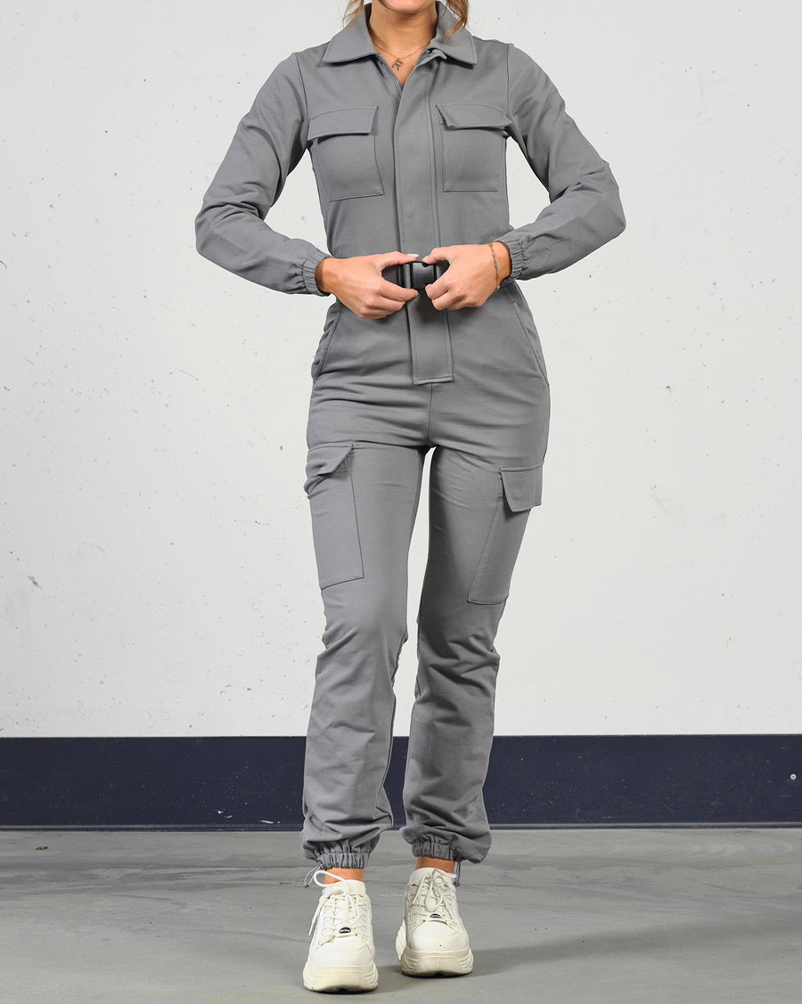 Soft jumpsuit (m/belte) - Gray