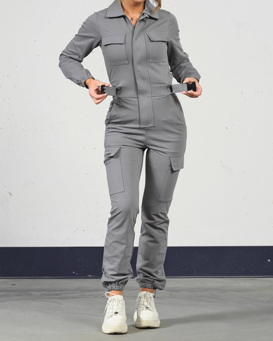 Soft jumpsuit (m/belte) - Gray