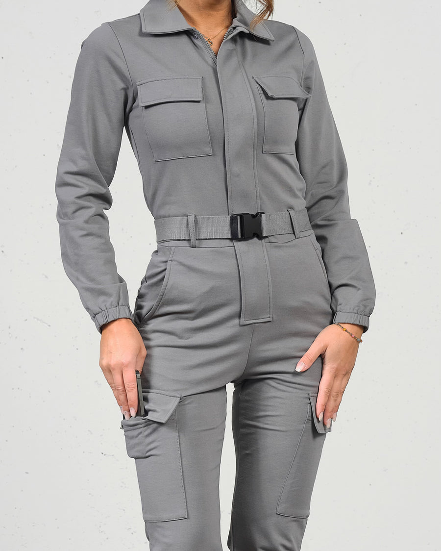 Soft jumpsuit (m/belte) - Gray