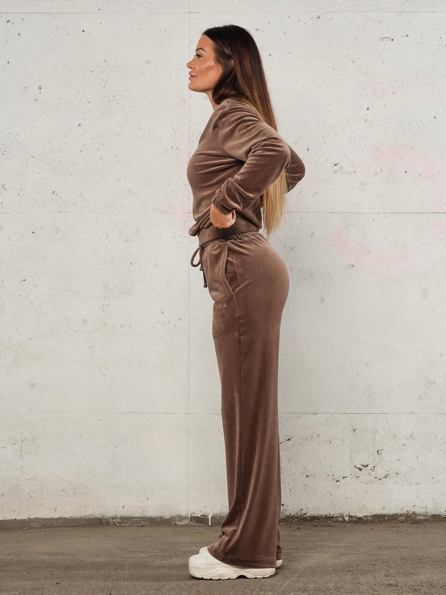 Soft velvet wide pant - Faded brown