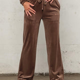 Soft velvet wide pant - Faded brown