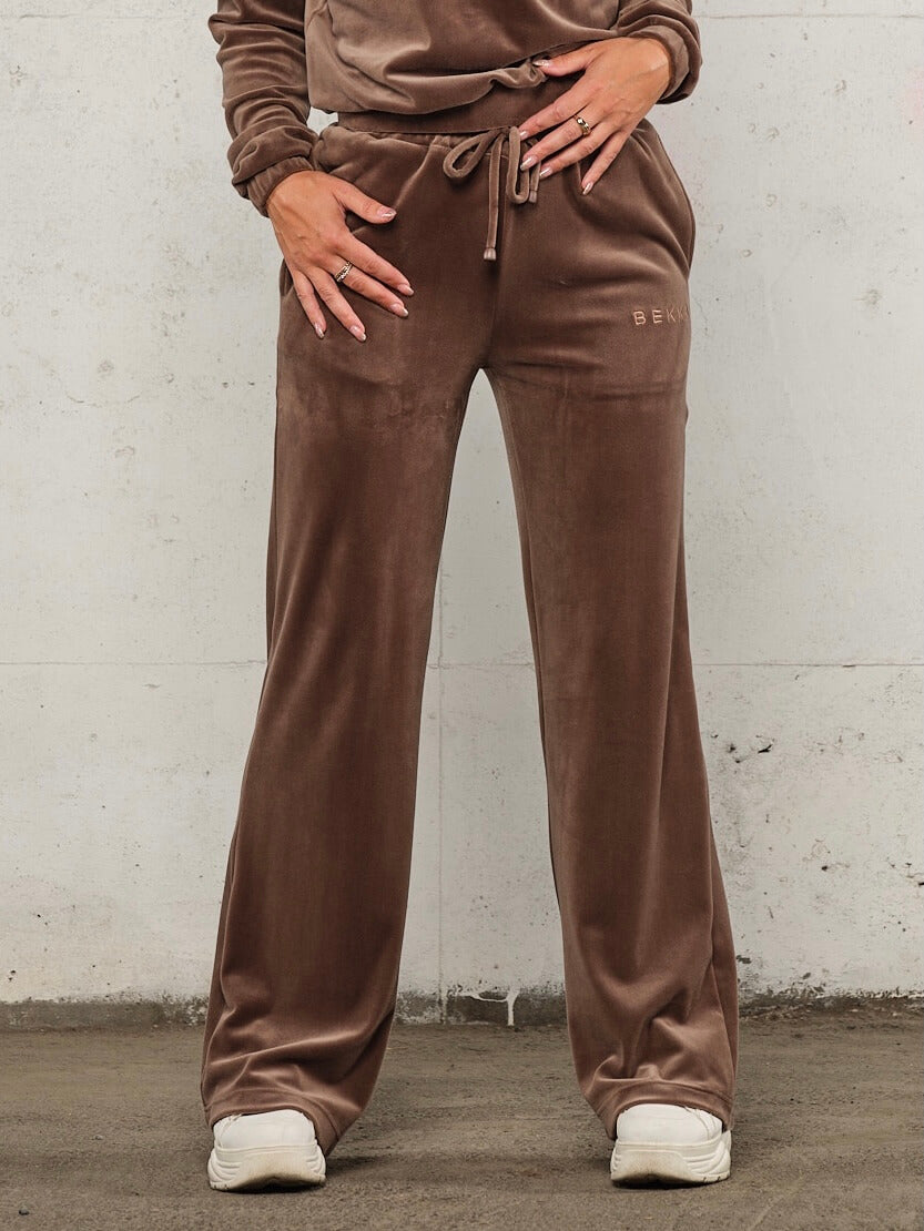 Soft velvet wide pant - Faded brown