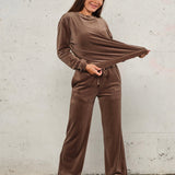 Soft velvet wide pant - Faded brown