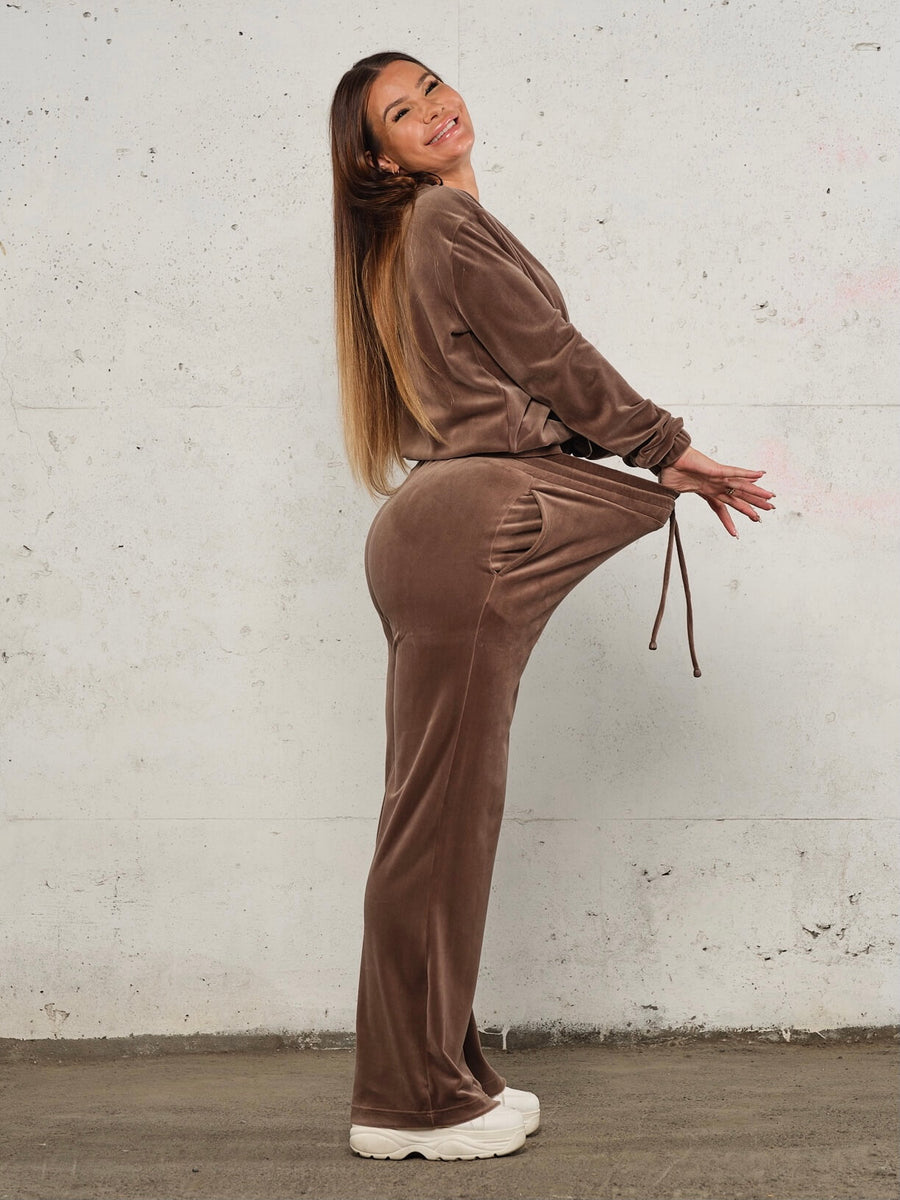 Soft velvet wide pant - Faded brown