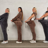 Soft velvet wide pant - Faded brown