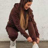 Jersey zip hoodie - Deep brown
