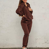 Jersey zip hoodie - Deep brown