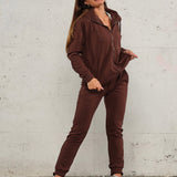 Jersey zip hoodie - Deep brown