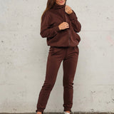 Jersey zip hoodie - Deep brown