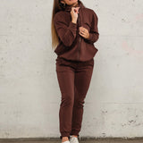 Jersey zip hoodie - Deep brown