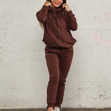Jersey zip hoodie - Deep brown
