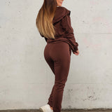 Jersey zip hoodie - Deep brown