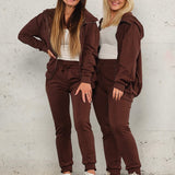 Jersey zip hoodie - Deep brown