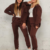 Jersey zip hoodie - Deep brown
