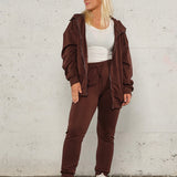 Jersey zip hoodie - Deep brown