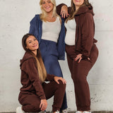 Jersey zip hoodie - Deep brown