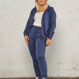 Jersey zip hoodie - Deep blue