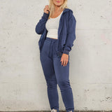 Jersey zip hoodie - Deep blue