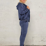 Jersey zip hoodie - Deep blue