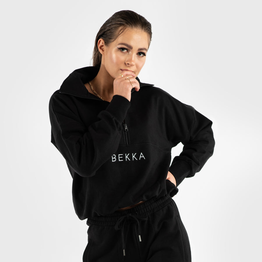 Highschool zip sweater - black (6278869942439)