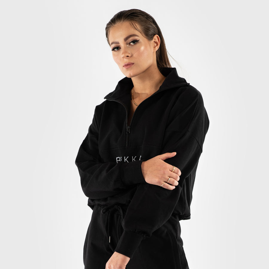 Highschool zip sweater - black (6278869942439)