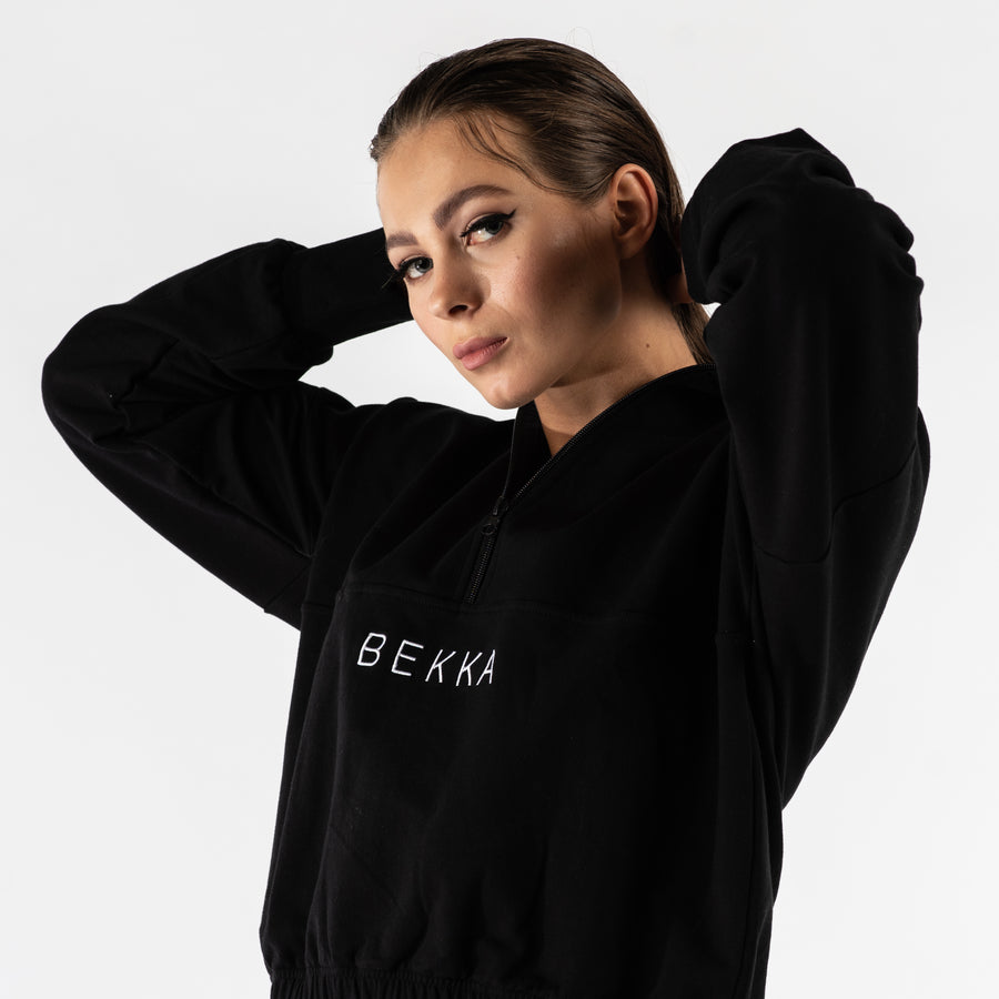 Highschool zip sweater - black (6278869942439)