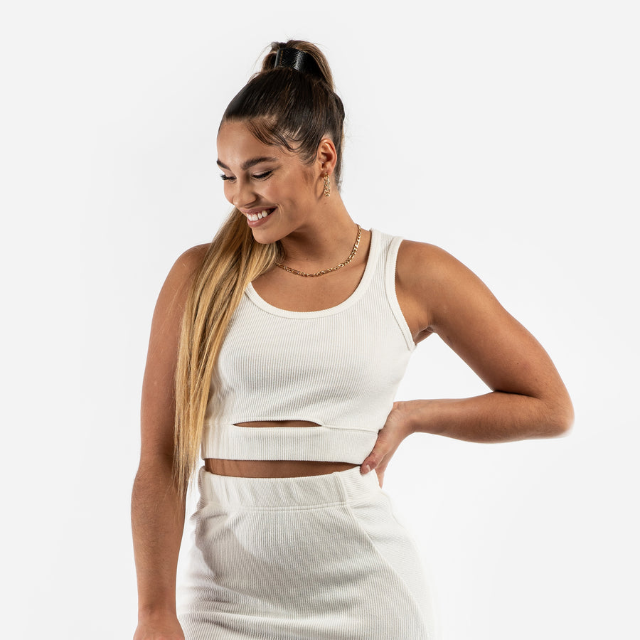 Highwaist skirt and top - white (6278734545063)