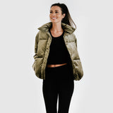 Velvet puff jacket - olive (6278623396007)