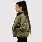 Velvet puff jacket - olive (6278623396007)