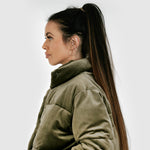 Velvet puff jacket - olive (6278623396007)