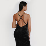 Velvet dress - black (6278678020263)