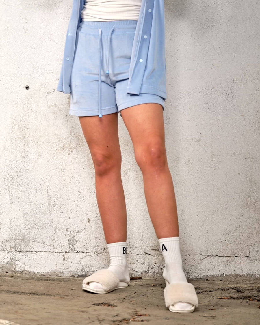 Soft velvet shorts - Baby blue