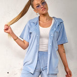 Soft velvet shirt - Baby blue