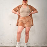 Soft velvet shirt - Golden brown