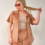 Soft velvet shirt - Golden brown