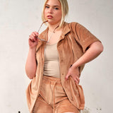 Soft velvet shirt - Golden brown