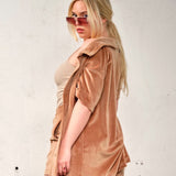 Soft velvet shirt - Golden brown