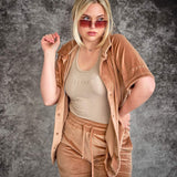 Soft velvet shorts - Golden brown