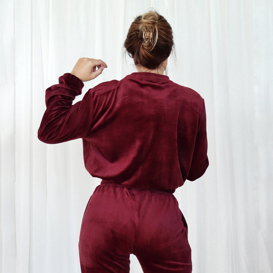 Soft velvet sweater - burgundy (6911837601959)