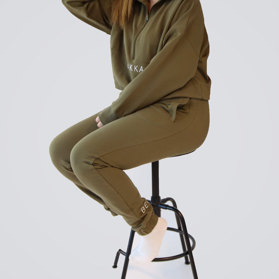 Highschool zip sweater - Burnt olive