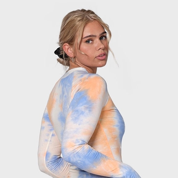 Tie dye longsleeve - blue coral (6292817871015)