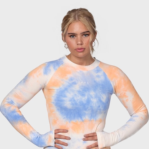 Tie dye longsleeve - blue coral (6292817871015)