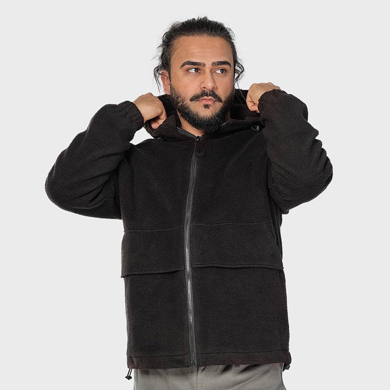 Fleece zip jacket - black (6292519616679)