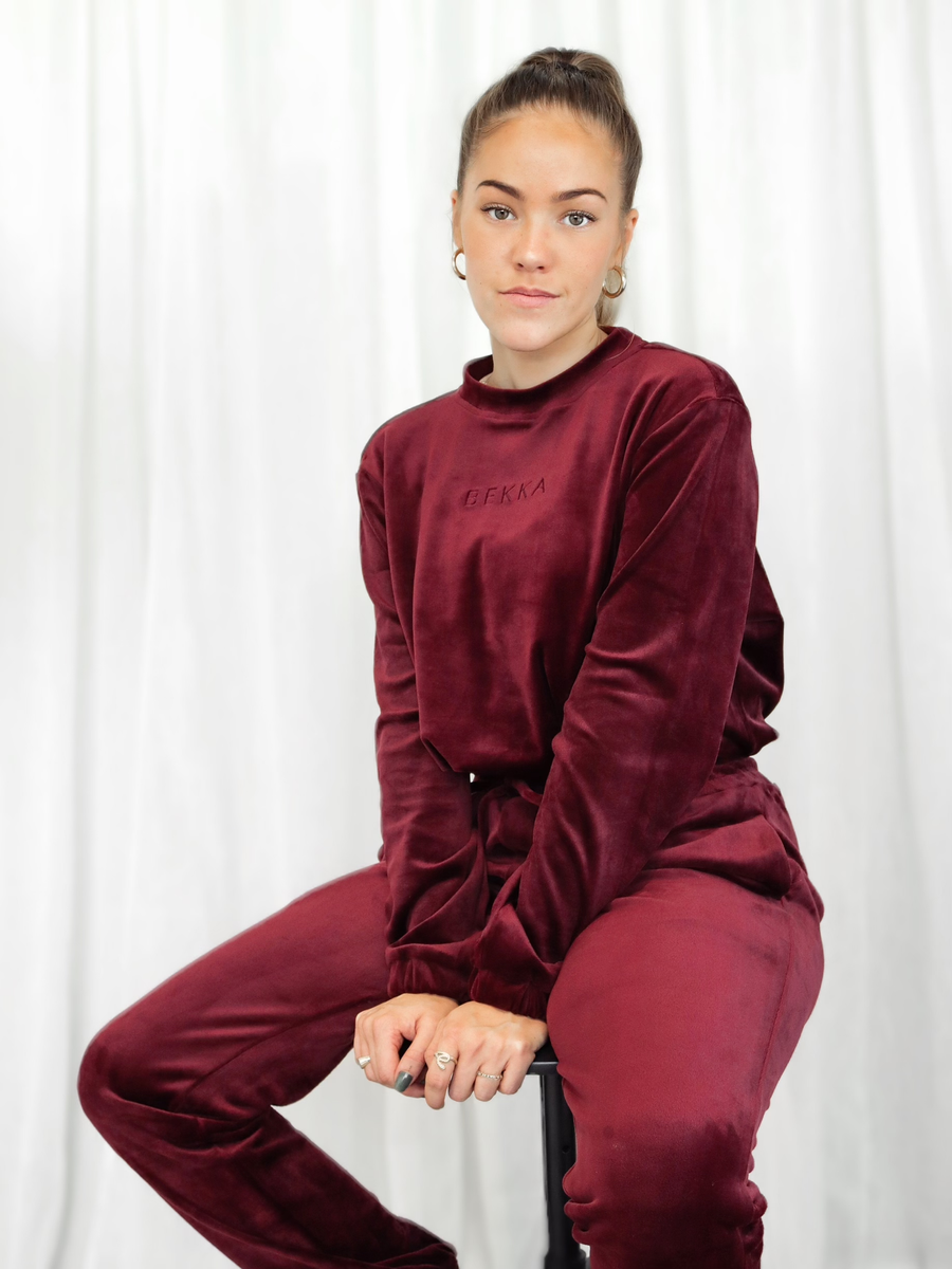 Soft velvet sweater - burgundy (6911837601959)