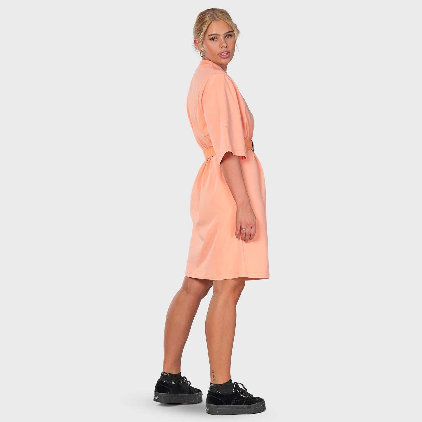 Oversized tee dress (m/belte) - coral (6292675952807)