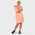 Oversized tee dress (m/belte) - coral (6292675952807)