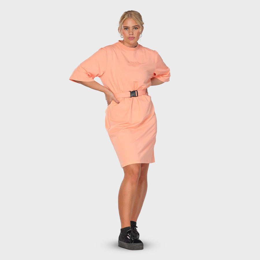 Oversized tee dress (m/belte) - coral (6292675952807)